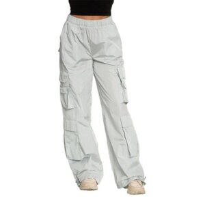 Women's Gold Hinge Cargo Parachute Pants Ice Grey Size medium